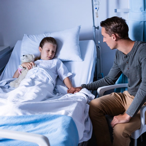 Parent with a child in a hospital after THC poisoning