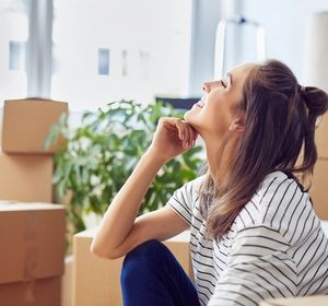 Happy sober woman at home